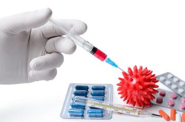 Injection for treatment of diseases, epidemics flu, and coronavirus. Vaccine for treatment pandemic...