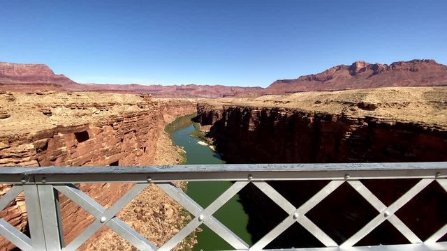 The view looking down at the Colorado River from Navajo Bridge in Arizona