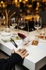 Glass of wine in restaurant