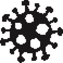 Black pixel Coronavirus Bacteria Cell Icon, 2019-nCoV Novel Coronavirus Bacteria. 8 bit