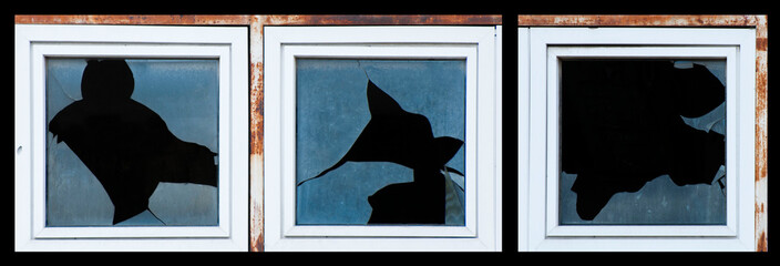 Broken windows of old building