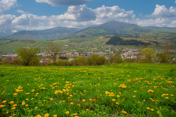 Fototapeta na wymiar small village in a mountain valley