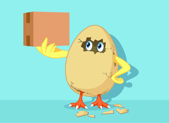Funny Easter Chick Hatching Egg Holding Delivery Package