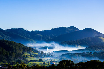 Mountain landscape with fog