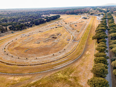 Aerial view of a racecourse, photos taken by the drone