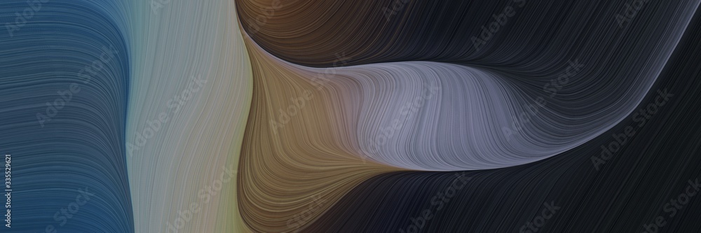 Poster abstract dynamic curved lines decorative designed horizontal header with very dark blue, gray gray and slate gray colors