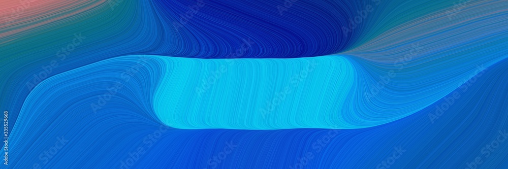 Poster abstract dynamic curved lines modern designed horizontal header with strong blue, deep sky blue and antique fuchsia colors