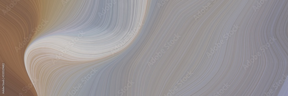 Poster abstract dynamic curved lines modern horizontal banner with dark gray, pastel brown and pastel gray 