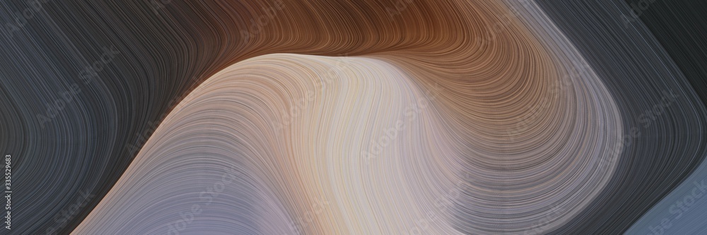 Poster abstract dynamic curved lines artistic banner design with dark slate gray, dark gray and gray gray colors. elegant curved lines with fluid flowing waves and curves