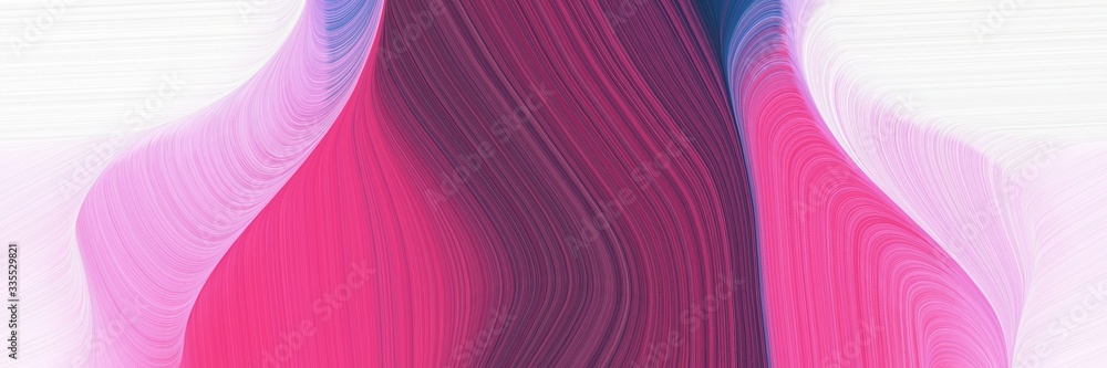 Poster abstract dynamic curved lines surreal horizontal header with moderate pink, very dark magenta and lavender blush colors. elegant curved lines with fluid flowing waves and curves