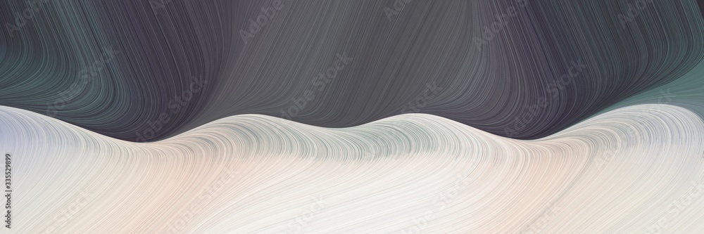 Poster abstract dynamic curved lines artistic horizontal banner with light gray, dark slate gray and ash gray colors. elegant curved lines with fluid flowing waves and curves