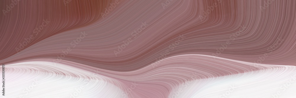Poster abstract dynamic curved lines colorful horizontal banner with antique fuchsia, pastel brown and linen colors
