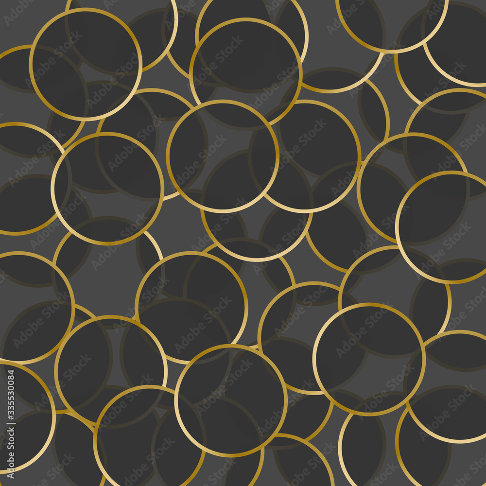 Poster abstract black background with golden circles
