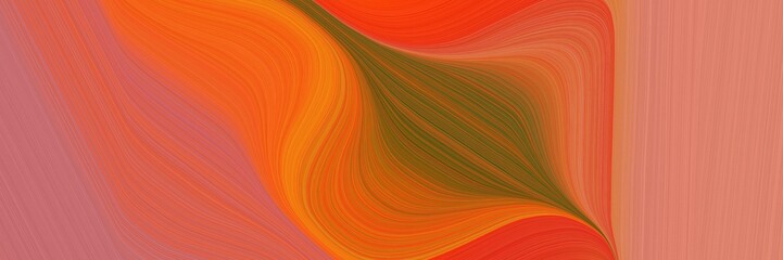 abstract dynamic curved lines decorative horizontal header with coffee, indian red and light coral colors. elegant curved lines with fluid flowing waves and curves