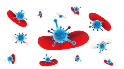 Concept and idea Corona virus type Covid-19 destroy human blood in body background. Concept and idea abstract health and medical background. Vector EPS 10