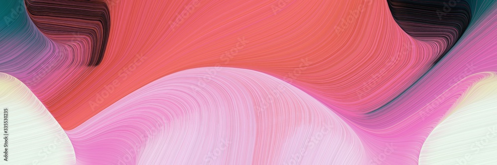 Poster abstract dynamic curved lines artistic designed horizontal banner with pale violet red, very dark blue and pastel pink colors. elegant curved lines with fluid flowing waves and curves