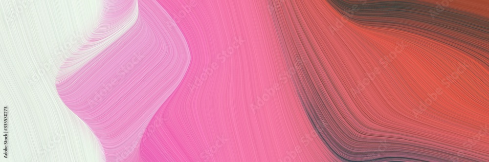 Poster abstract dynamic curved lines surreal designed horizontal header with pale violet red, beige and old mauve colors. elegant curved lines with fluid flowing waves and curves