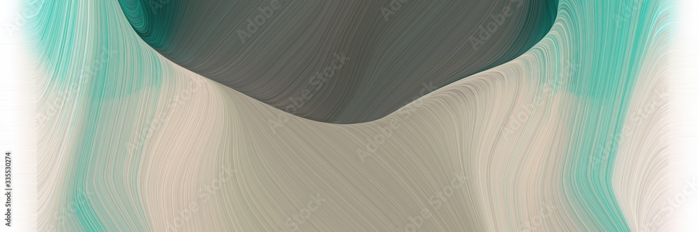 Poster abstract dynamic curved lines decorative banner with ash gray, dim gray and sea green colors