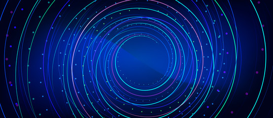 Abstract blue background with glowing neon lines