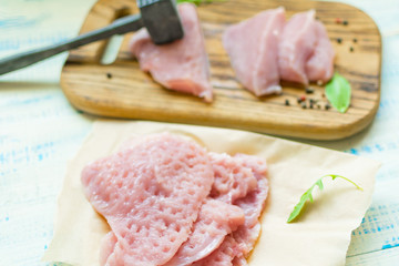 Meat chop. Preparation of chops from chicken, turkey fillet.