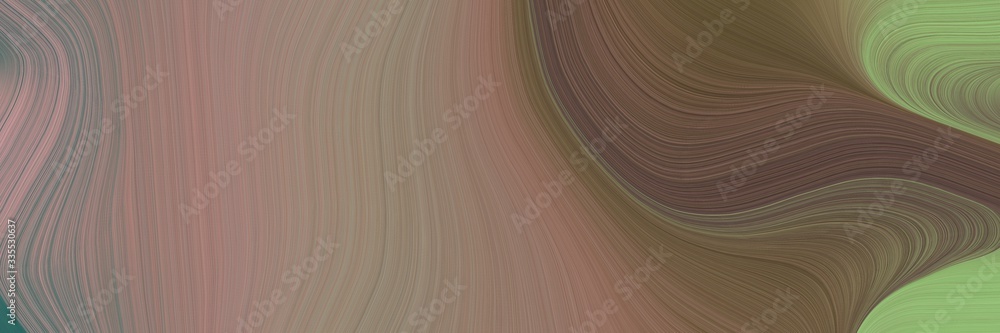 Poster abstract dynamic curved lines moving horizontal banner with pastel brown, old mauve and dark sea gre