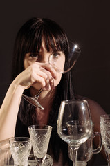 wine glasses sunlight shadow sun wine different glare hand woman white black background