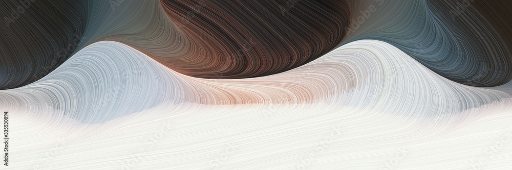 Poster abstract dynamic curved lines artistic designed horizontal header with dark slate gray, beige and pastel brown colors. elegant curved lines with fluid flowing waves and curves
