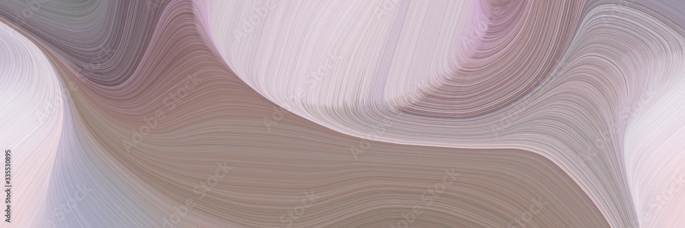 Poster abstract dynamic curved lines modern designed horizontal header with rosy brown, light gray and thistle colors