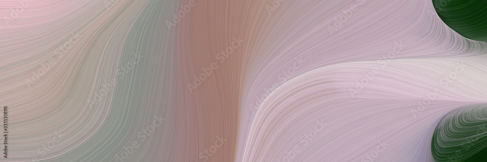 Poster abstract dynamic curved lines dynamic horizontal banner with dark gray, very dark green and thistle colors