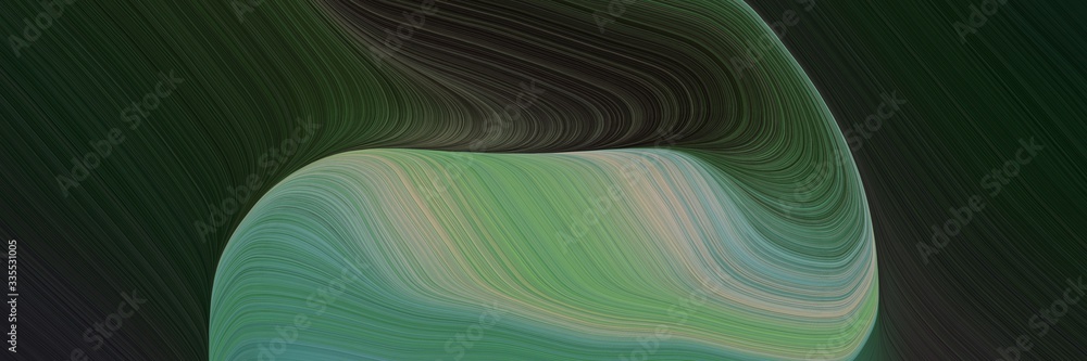Aufkleber abstract dynamic curved lines moving header design with very dark green, gray gray and dark sea green colors. elegant curved lines with fluid flowing waves and curves