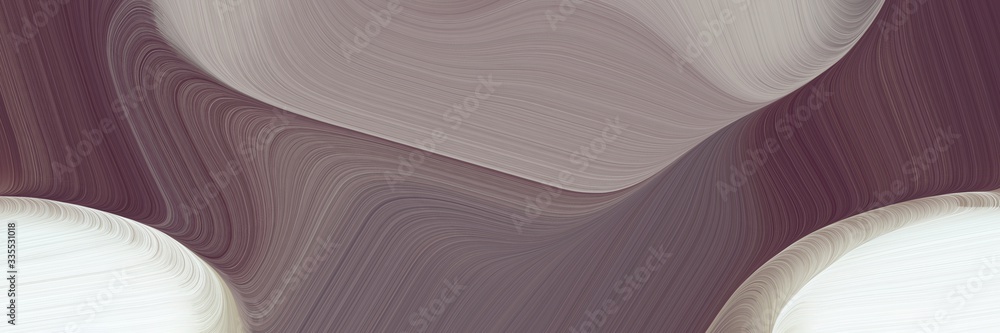 Poster abstract dynamic curved lines flowing designed horizontal header with dim gray, lavender and dark gray colors. elegant curved lines with fluid flowing waves and curves