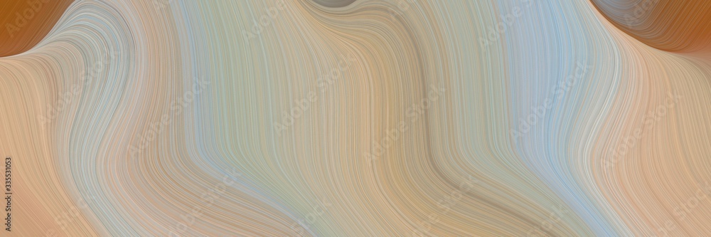 Poster abstract dynamic curved lines colorful header design with dark gray, sienna and pastel blue colors
