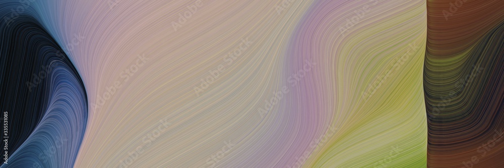 Poster abstract dynamic curved lines surreal header with rosy brown, very dark blue and old mauve colors