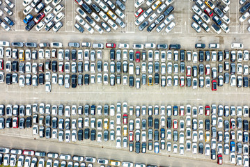 Aerial view of the customs car park
