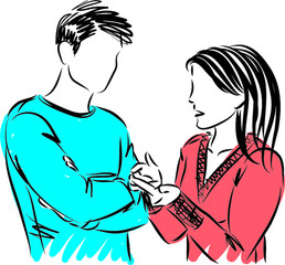couple man and woman discussing conversation vector illustration