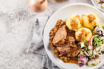 Braised pork loins with onion sauce