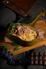 grilled meat with vegetables