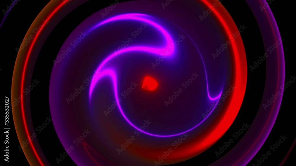Poster computer generated background with abstract spiral. 3d rendering circular merger of neon color lines