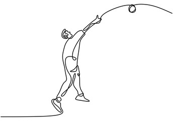 Continuous line drawing of athlete shot disc throwing sports, minimalism concept vector illustration.