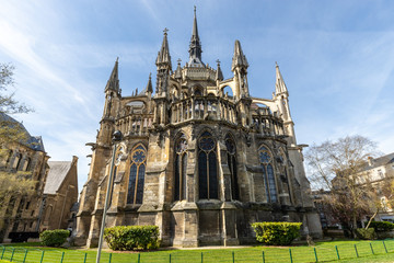 Wide angle view at cathedral Notre Dame in Reims