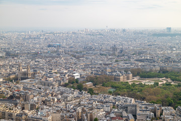 Fototapeta na wymiar Aerial view from Tour Montparnasse at the city of Paris
