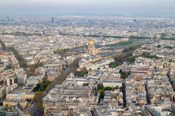 Aerial view from Tour Montparnasse at the city of Paris