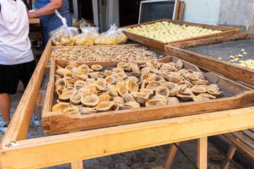 Fresh orecchiette pasta at Bari market