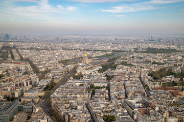 Aerial view from Tour Montparnasse at the city of Paris