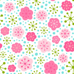 Seamless vector pattern with stylized flowers. Floral background.