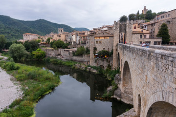 Beautiful medieval town of Besal&uacute; located near the city of Gerona. (Spain)