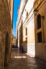 Alleyway in old white town Bari, Puglia, South Italy