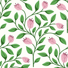 Scallop floral seamless vector pattern