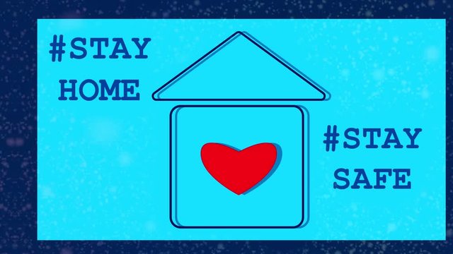 Stay at home text with home and heart in home. COVID 19 or the logo of the campaign for the protection from coronavirus. Referring to self-isolation as a sign or symbol.