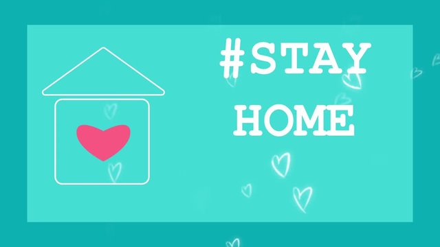 Stay at home text with home and heart in home. COVID 19 or the logo of the campaign for the protection from coronavirus. Referring to self-isolation as a sign or symbol.